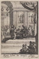 KG 10076
<br/>
Opdracht in de tempel ("Leven van Maria")
<br/>
<em>Callot, Jacques (1592 - 1635)</em>